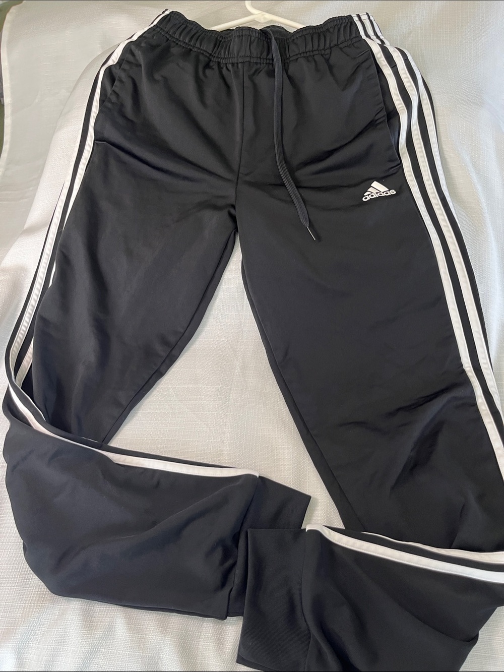 adidas Black Track Pants with White Triple-Stripe